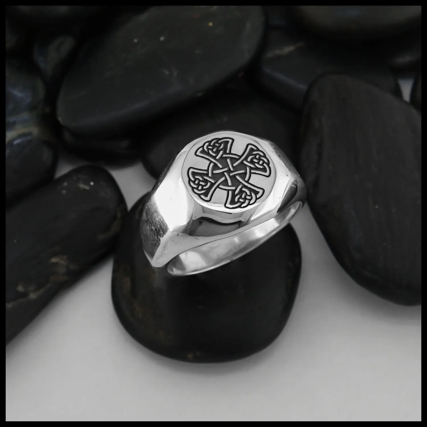 Wide Celtic Cross Signet Ring