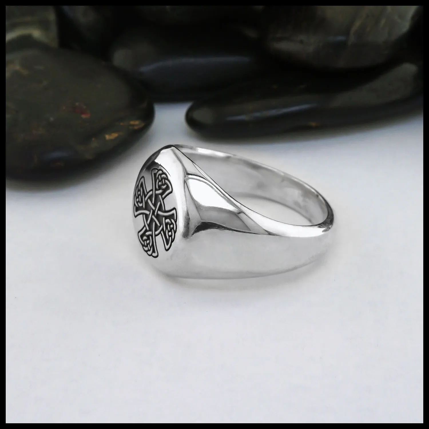 Wide Celtic Cross Signet Ring