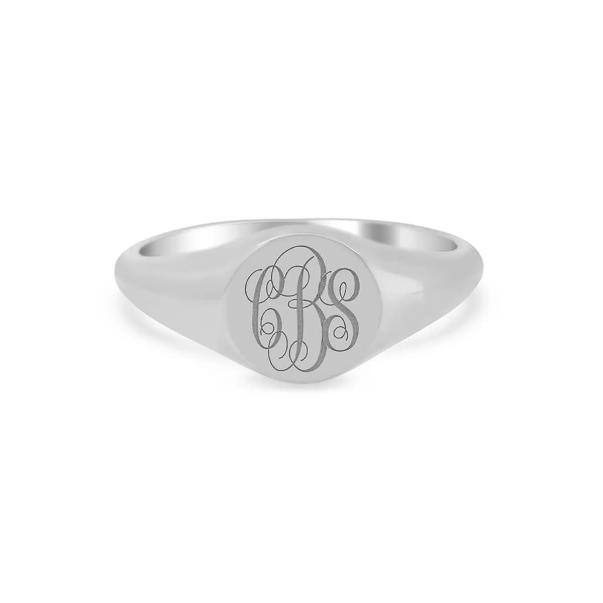 Women's Round Signet Ring - Extra Small - Laser Engraved Script Monogram