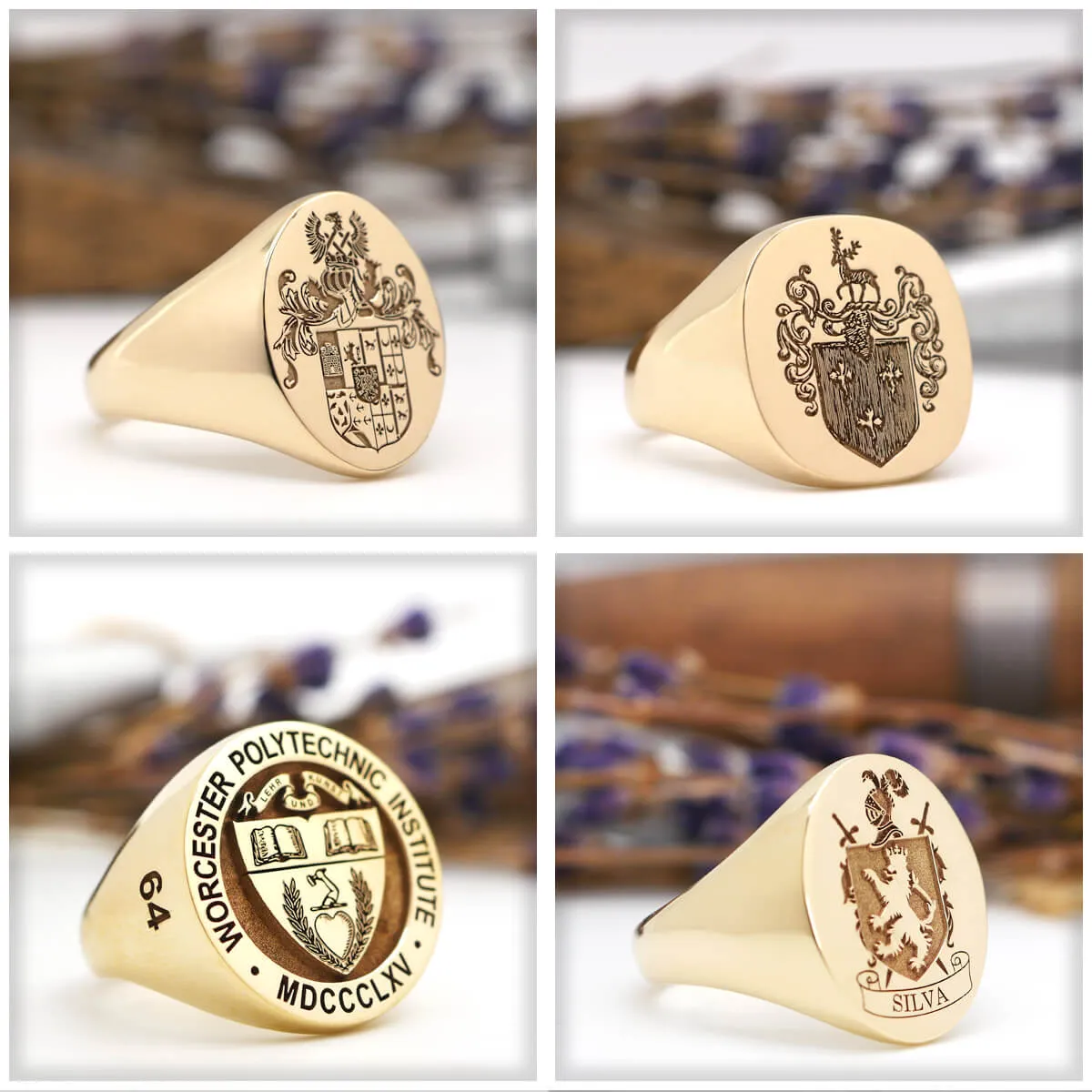 Women's Round Signet Ring - Large - Laser Engraved Family Crest / Logo