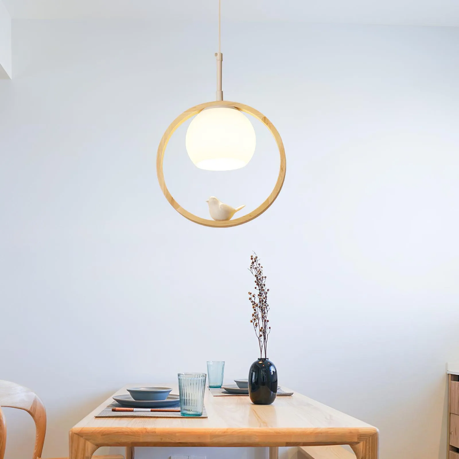 Wood Bird Pendant Lamp