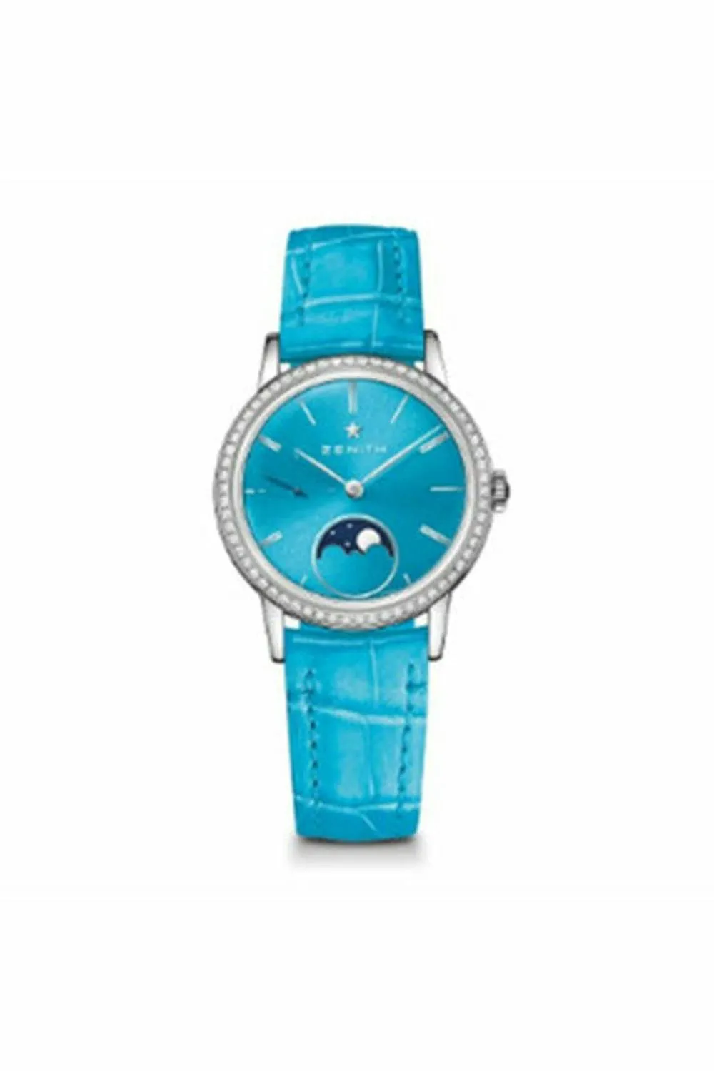 zenith elite lady moonphase turquoise lacquered 33mm ladies watch ref. 16.2333.692/54.c817