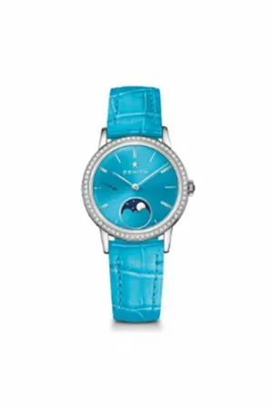 zenith elite lady moonphase turquoise lacquered 33mm ladies watch ref. 16.2333.692/54.c817